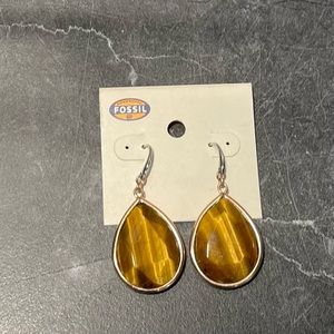 Fossil Amber Bohemian Pendant Earings NWT